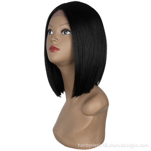 Lace Front Wigs 8 Inches Silky Straight Bob Wave Synthetic Lace Frontal wigs natural black T lace part Synthetic Hair Wigs